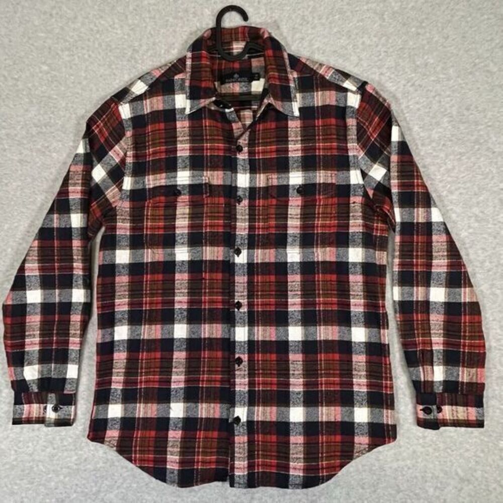 Rainforest Tartan Plaid Flannel‎ M Front Pockets Red Blue Long Sleeves Button Up